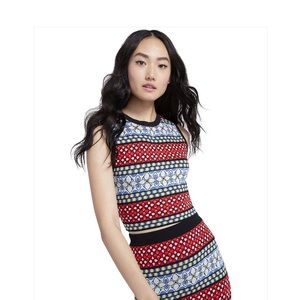 Alice + Olivia Crew Crop Shell multicolor